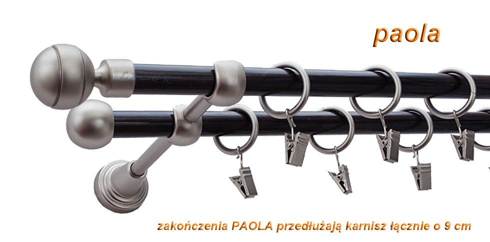 Karnisz PAOLA Satyna Nikiel, Podwójny 16 +16 rura wenge - 360 cm - obrazek 3