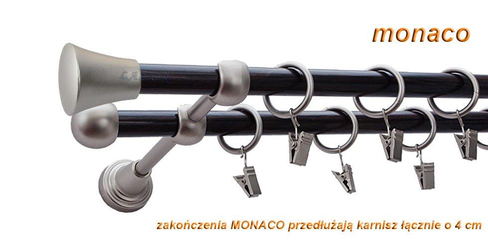 Karnisz MONACO Satyna Nikiel, Podwójny 16 +16 rura wenge - 220 cm - obrazek 3