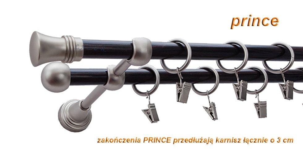 Karnisz PRINCE Satyna Nikiel, Podwójny 16 +16 rura wenge - 440 cm - obrazek 3