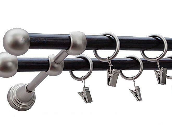 Karnisz KULA Satyna Nikiel, Podwójny 16 +16 rura wenge - 480 cm