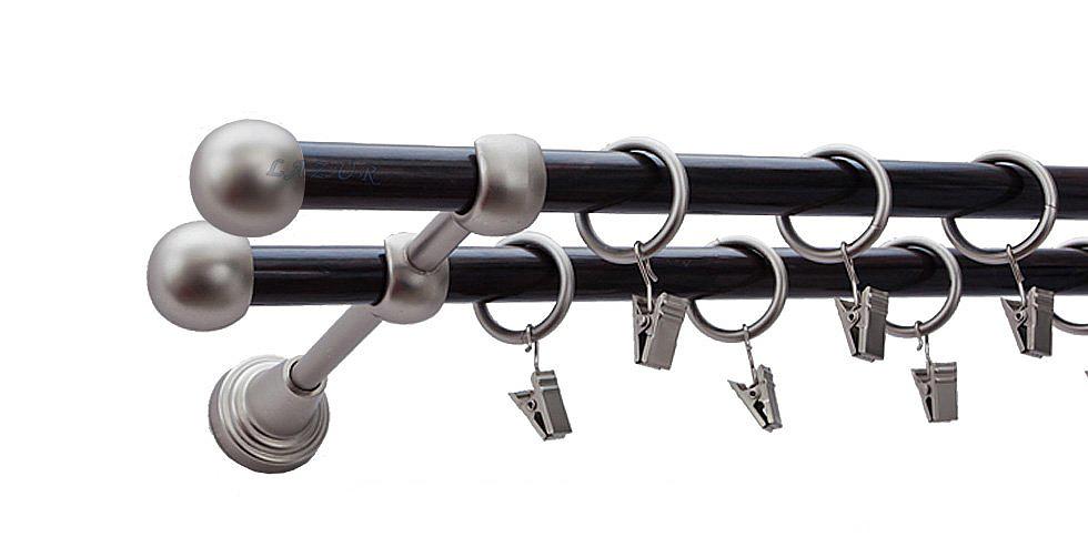 Karnisz KULA Satyna Nikiel, Podwójny 16 +16 rura wenge - 480 cm