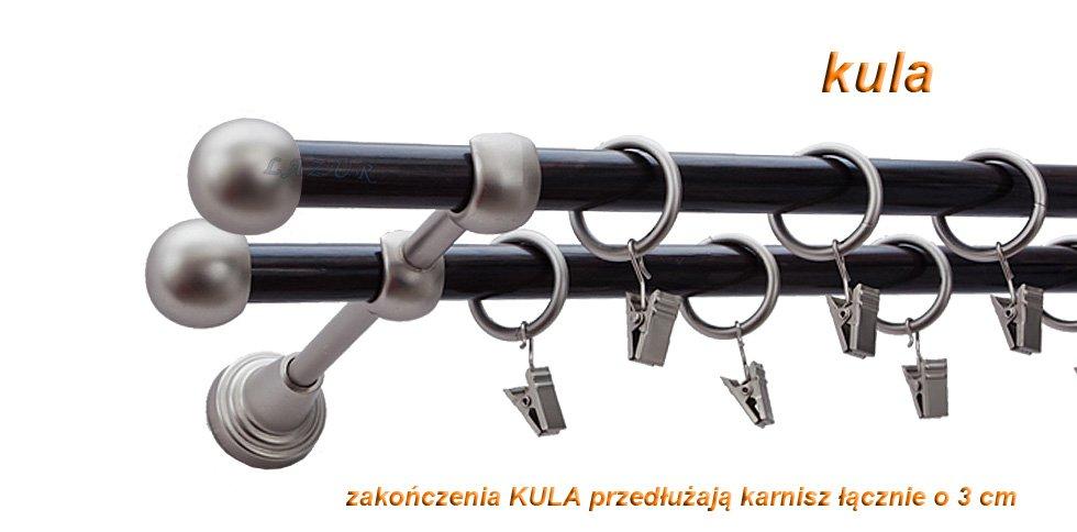 Karnisz KULA Satyna Nikiel, Podwójny 16 +16 rura wenge - 480 cm - obrazek 3