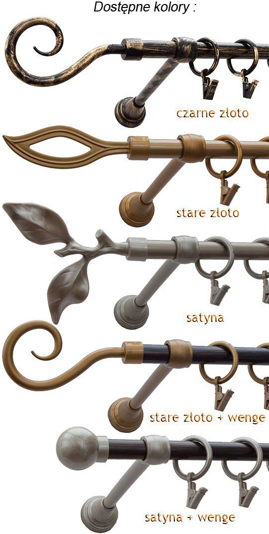 Karnisz Motyw Kute Satyna + Wenge, Pojedynczy 16 KULA - 480 cm - obrazek 2