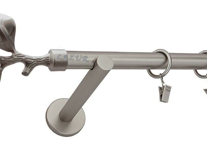 Karnisz LIŚĆ RÓŻY Satyna Nikiel, Pojedynczy 19 wspornik prosty - 480 cm