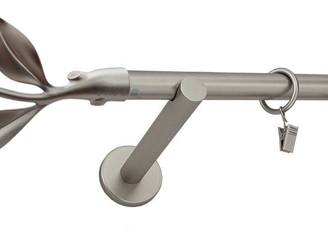 Karnisz LISTEK Satyna Nikiel, Pojedynczy 19 wspornik prosty - 260 cm