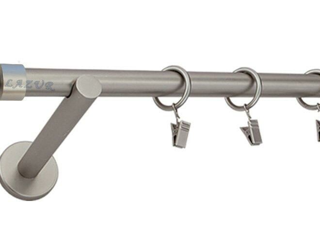 Karnisz GLORY Satyna Nikiel, Pojedynczy 19 wspornik prosty - 480 cm