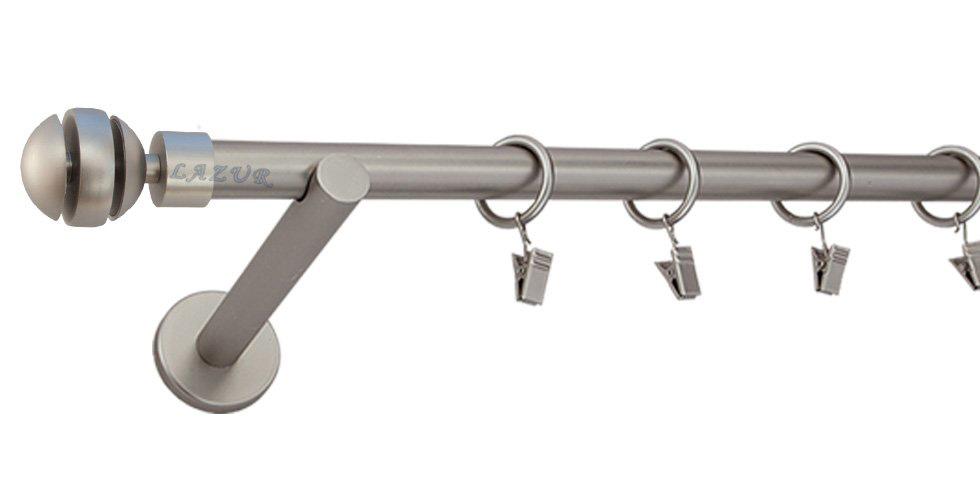 Karnisz GLORY Satyna Nikiel, Pojedynczy 19 wspornik prosty - 120 cm