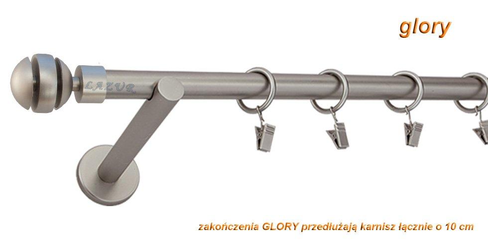 Karnisz GLORY Satyna Nikiel, Pojedynczy 19 wspornik prosty - 120 cm - obrazek 3