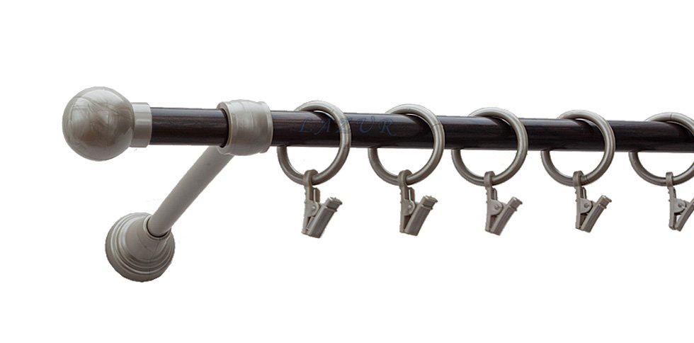 Karnisz Motyw Kute Satyna + Wenge, Pojedynczy 16 KULA - 480 cm