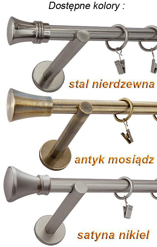 Karnisz STYLUS Satyna Nikiel, Pojedynczy 19 wspornik prosty - 360 cm - obrazek 2