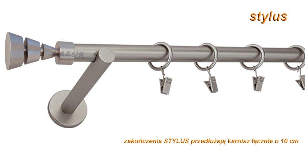 Karnisz STYLUS Satyna Nikiel, Pojedynczy 19 wspornik prosty - 360 cm - obrazek 3