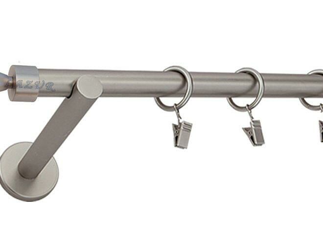 Karnisz STYLUS Satyna Nikiel, Pojedynczy 19 wspornik prosty - 260 cm