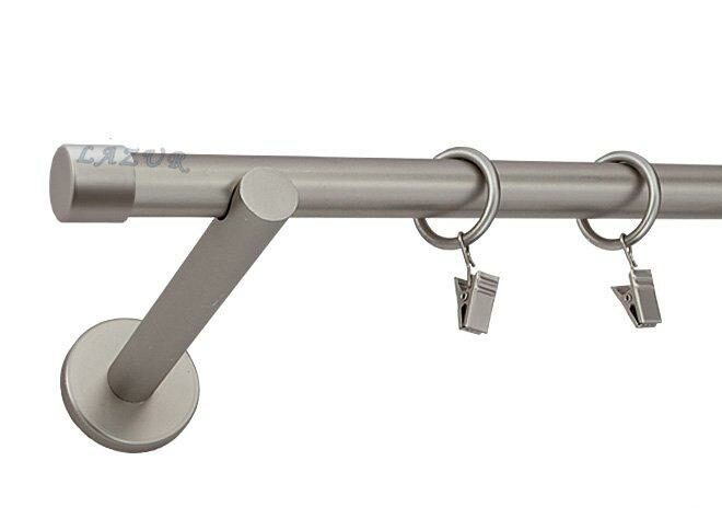 Karnisz ZAŚLEPKA Satyna Nikiel, Pojedynczy 19 wspornik prosty - 480 cm