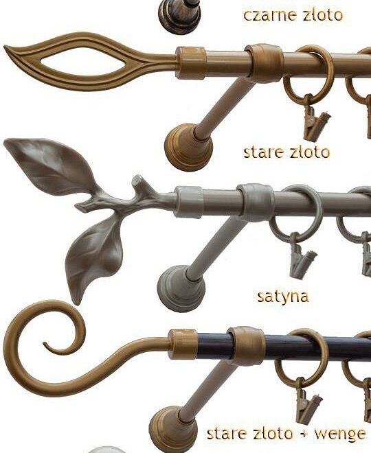 Alternative view of Karnisz Motyw Kute Czarne Złoto, Pojedynczy 16 LIŚĆ RÓŻY - 480 cm