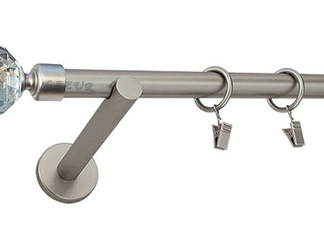 Karnisz PARYS Satyna Nikiel, Pojedynczy 19 wspornik prosty - 480 cm