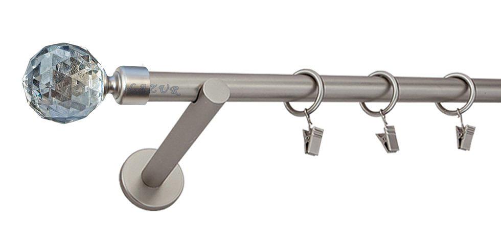 Karnisz PARYS Satyna Nikiel, Pojedynczy 19 wspornik prosty - 360 cm