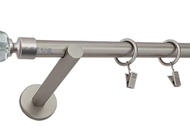 Karnisz TRAVO Satyna Nikiel, Pojedynczy 19 wspornik prosty - 480 cm