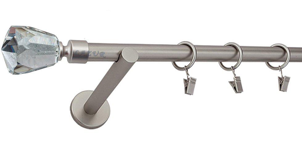 Karnisz TRAVO Satyna Nikiel, Pojedynczy 19 wspornik prosty - 360 cm