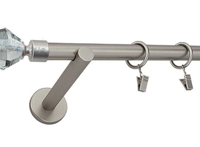 Karnisz VENETO Satyna Nikiel, Pojedynczy 19 wspornik prosty - 480 cm