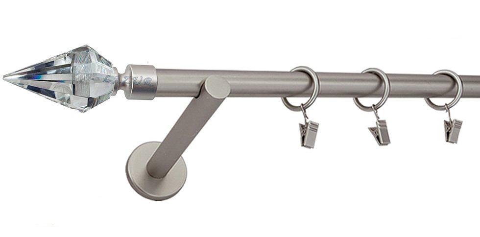 Karnisz VENETO Satyna Nikiel, Pojedynczy 19 wspornik prosty - 360 cm