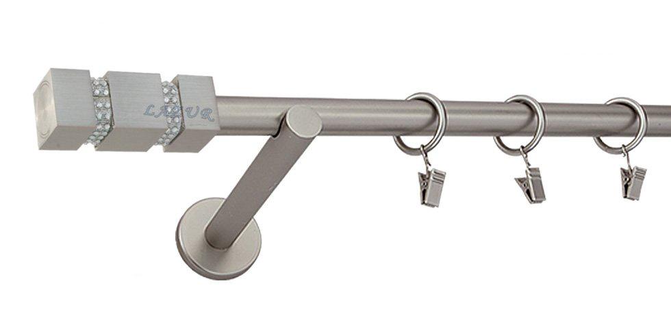 Karnisz FOSSI Satyna Nikiel, Pojedynczy 19 wspornik prosty - 140 cm