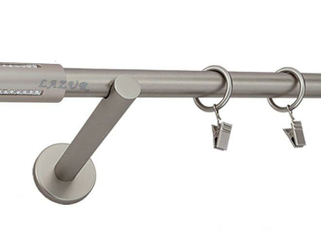 Karnisz LANSO Satyna Nikiel, Pojedynczy 19 wspornik prosty - 340 cm