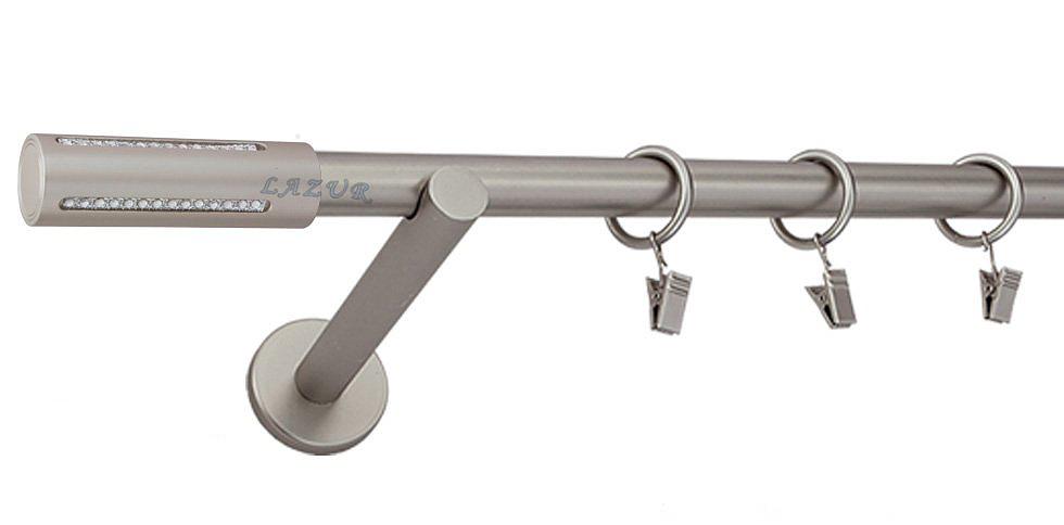 Karnisz LANSO Satyna Nikiel, Pojedynczy 19 wspornik prosty - 360 cm