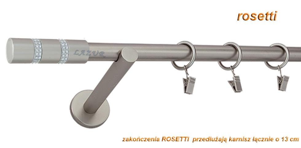 Karnisz ROSETTI Satyna Nikiel, Pojedynczy 19 wspornik prosty - 240 cm - obrazek 3