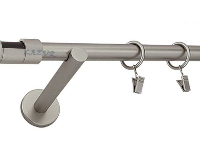 Karnisz DANTE Satyna Nikiel, Pojedynczy 19 wspornik prosty - 480 cm