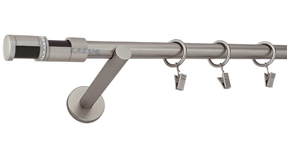 Karnisz DANTE Satyna Nikiel, Pojedynczy 19 wspornik prosty - 360 cm