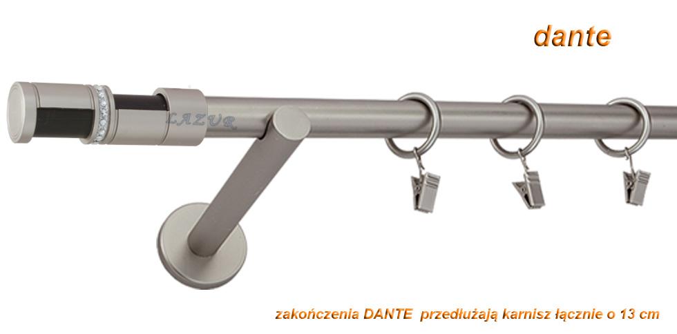 Karnisz DANTE Satyna Nikiel, Pojedynczy 19 wspornik prosty - 360 cm - obrazek 3