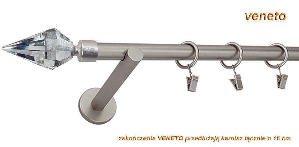 Karnisz VENETO Satyna Nikiel, Pojedynczy 19 wspornik prosty - 360 cm - obrazek 3