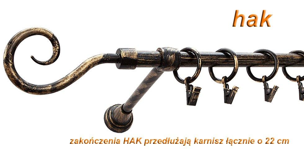 Karnisz Motyw Kute Czarne Złoto, Pojedynczy 16 HAK - 200 cm - obrazek 3