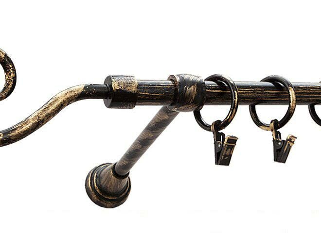 Karnisz Motyw Kute Czarne Złoto, Pojedynczy 16 HAK - 480 cm