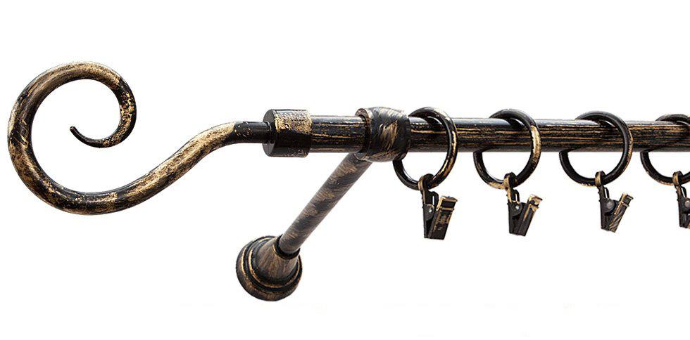 Karnisz Motyw Kute Czarne Złoto, Pojedynczy 16 HAK - 200 cm