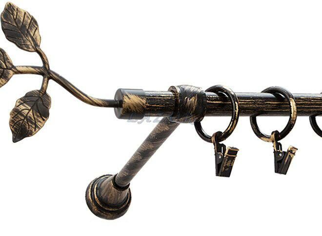 Karnisz Motyw Kute Czarne Złoto, Pojedynczy 16 LISTEK - 480 cm