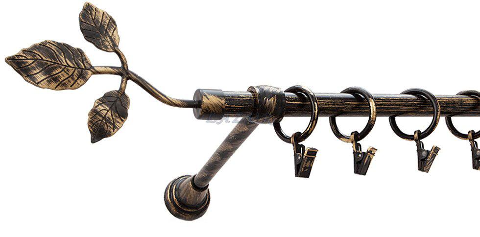 Karnisz Motyw Kute Czarne Złoto, Pojedynczy 16 LISTEK - 360 cm