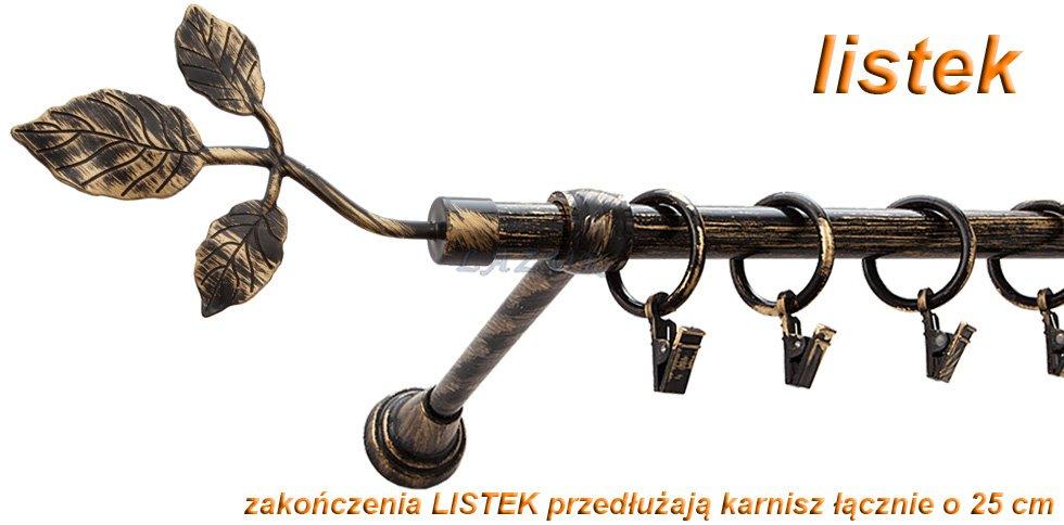 Karnisz Motyw Kute Czarne Złoto, Pojedynczy 16 LISTEK - 360 cm - obrazek 3