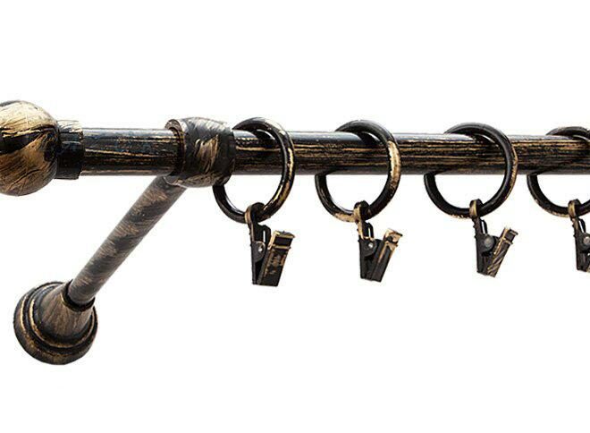 Karnisz Motyw Kute Czarne Złoto, Pojedynczy 16 KULA - 480 cm