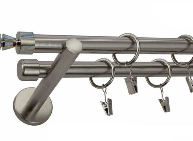 Karnisz STYLUS Stal Nierdzewna Podw. 19 + 19 wspornik prosty - 480 cm