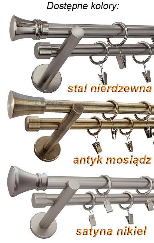 Karnisz FAON Stal Nierdzewna Podw. 19 + 19 wspornik prosty - 480 cm - obrazek 2