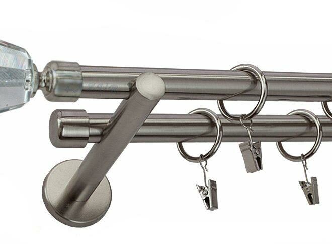 Karnisz TRAVO Stal Nierdzewna Podw. 19 + 19 wspornik prosty - 180 cm