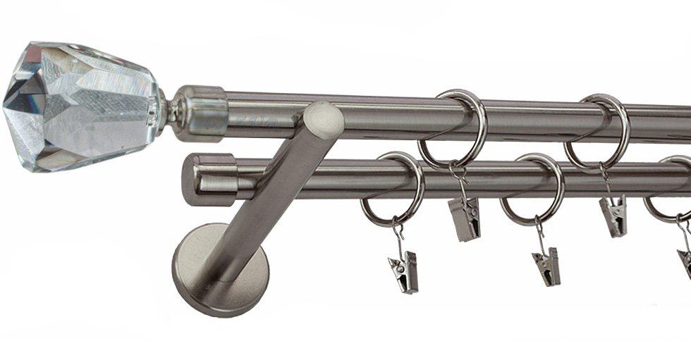 Karnisz TRAVO Stal Nierdzewna Podw. 19 + 19 wspornik prosty - 400 cm