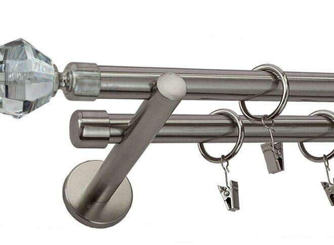 Karnisz VENETO Stal Nierdzewna Podw. 19 + 19 wspornik prosty - 480 cm