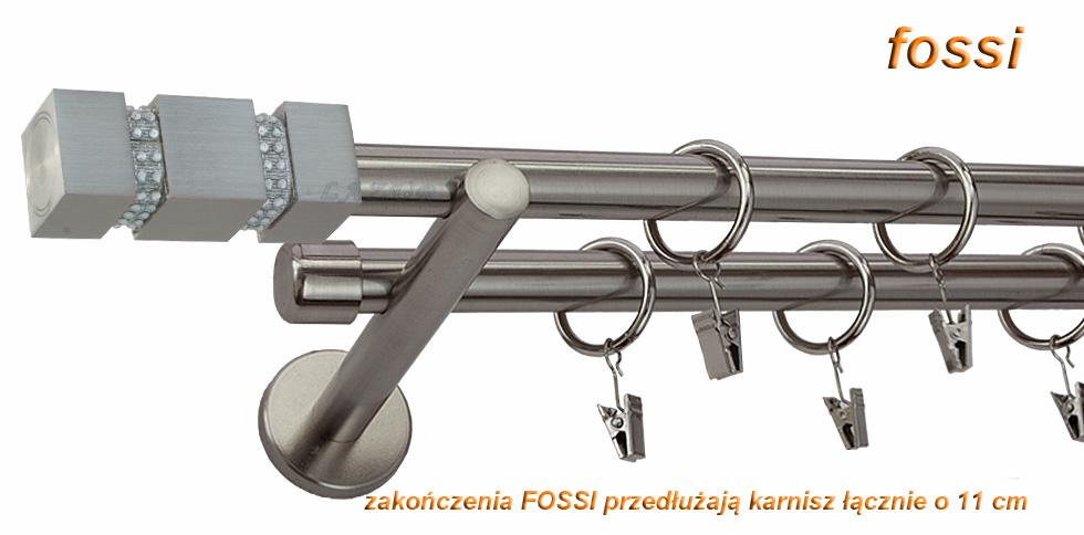 Karnisz FOSSI Stal Nierdzewna Podw. 19 + 19 wspornik prosty - 480 cm - obrazek 3