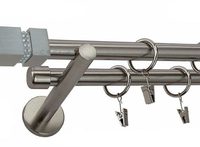 Karnisz FOSSI Stal Nierdzewna Podw. 19 + 19 wspornik prosty - 180 cm