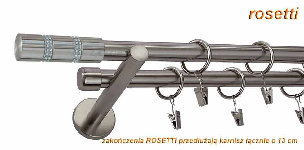 Karnisz ROSETTI Stal Nierdzewna Podw. 19 + 19 wspornik prosty - 180 cm - obrazek 3
