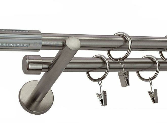 Karnisz LANSO Stal Nierdzewna Podw. 19 + 19 wspornik prosty - 480 cm