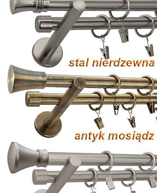 Alternative view of Karnisz DANTE Stal Nierdzewna Podw. 19 + 19 wspornik prosty - 480 cm