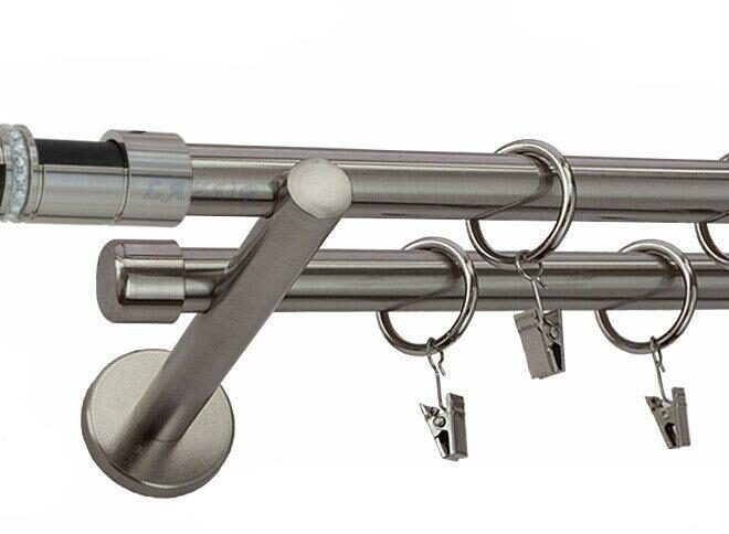 Karnisz DANTE Stal Nierdzewna Podw. 19 + 19 wspornik prosty - 480 cm